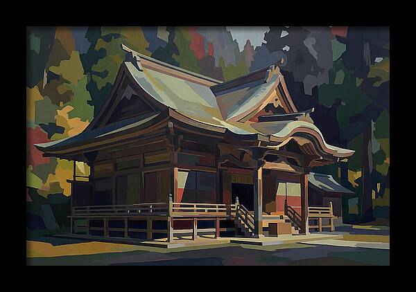 Tiered Wooden Temple With Upturned Eaves