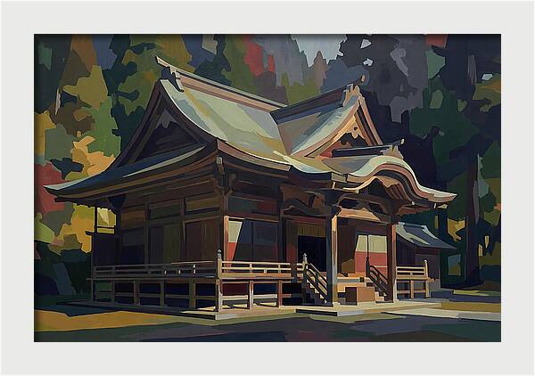 Tiered Wooden Temple With Upturned Eaves