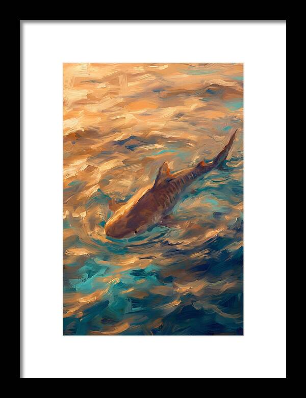 Tiger Shark Swimming In Waves