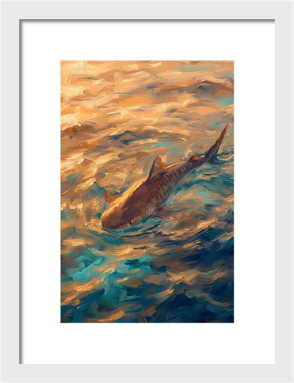 Tiger Shark Swimming In Waves