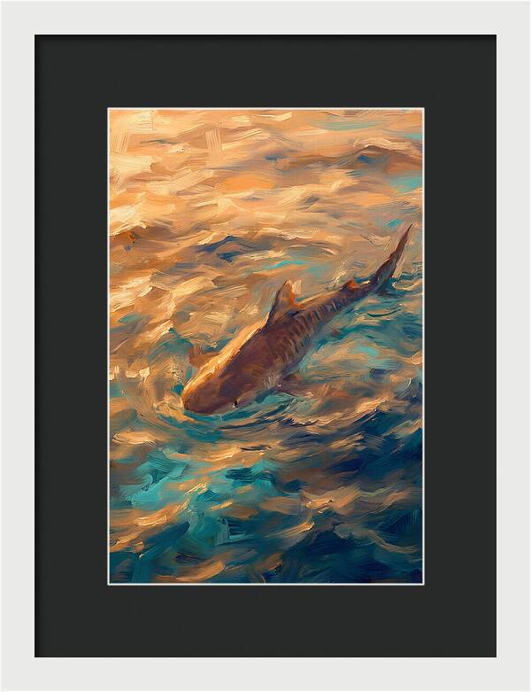 Tiger Shark Swimming In Waves
