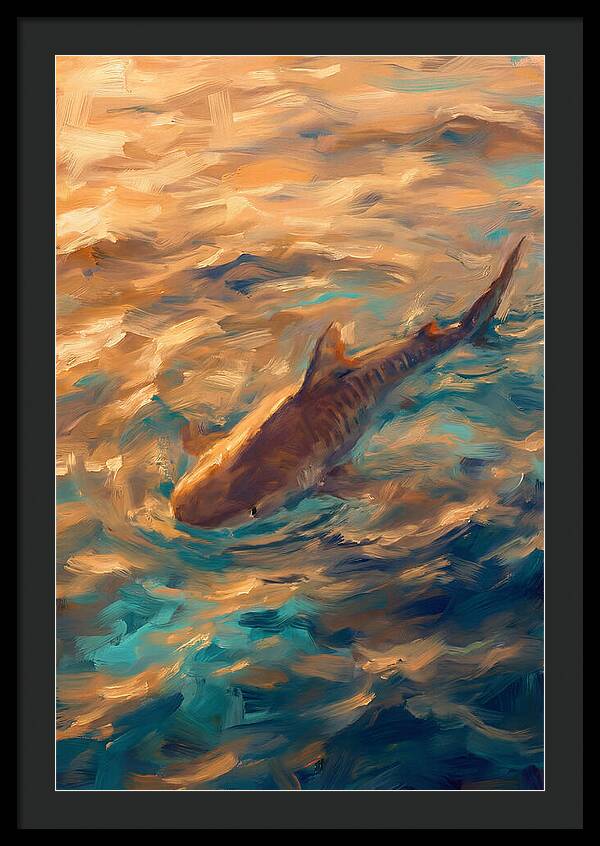Tiger Shark Swimming In Waves