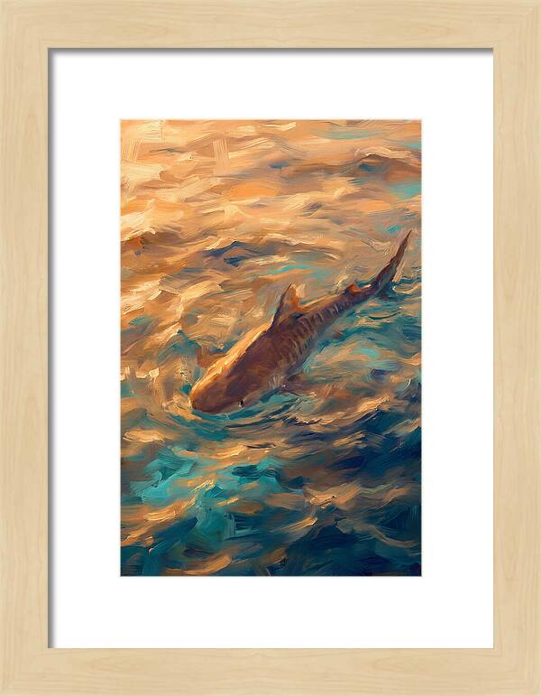 Tiger Shark Swimming In Waves