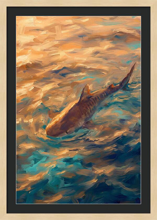 Tiger Shark Swimming In Waves