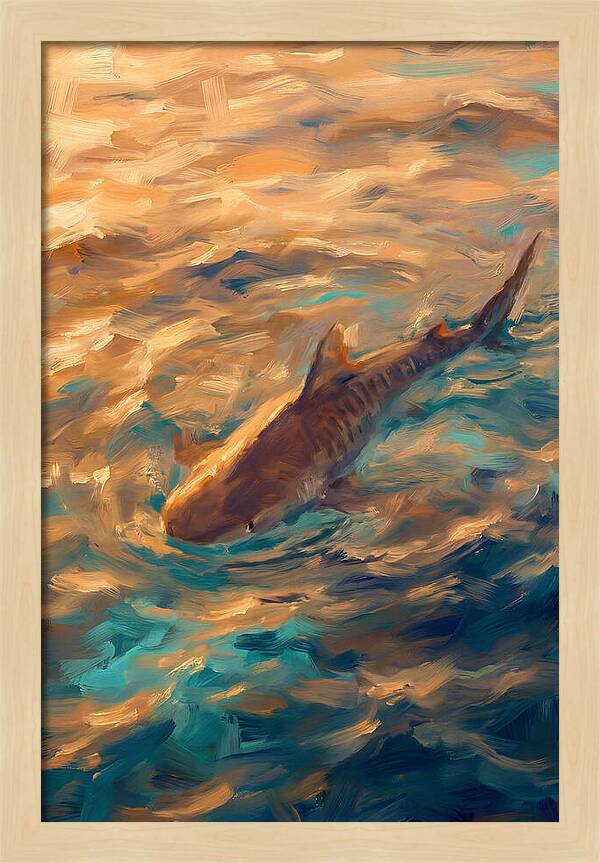 Tiger Shark Swimming In Waves