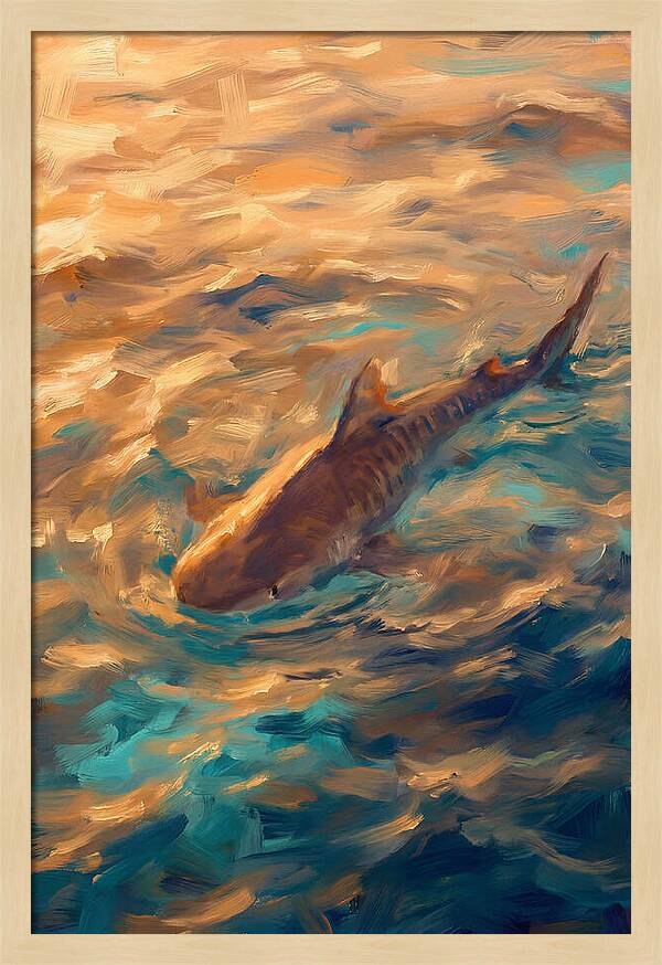 Tiger Shark Swimming In Waves