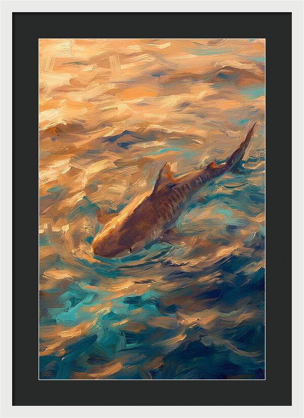 Tiger Shark Swimming In Waves
