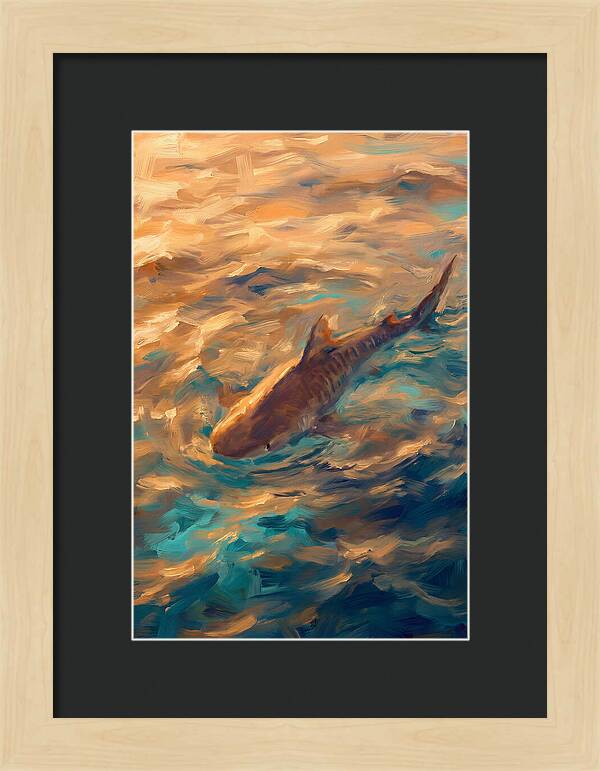 Tiger Shark Swimming In Waves