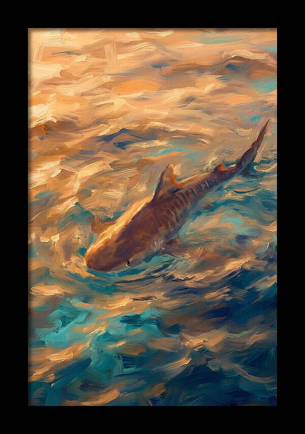 Tiger Shark Swimming In Waves