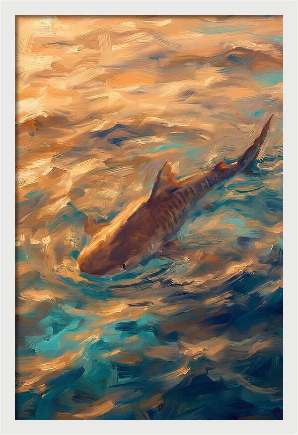 Tiger Shark Swimming In Waves