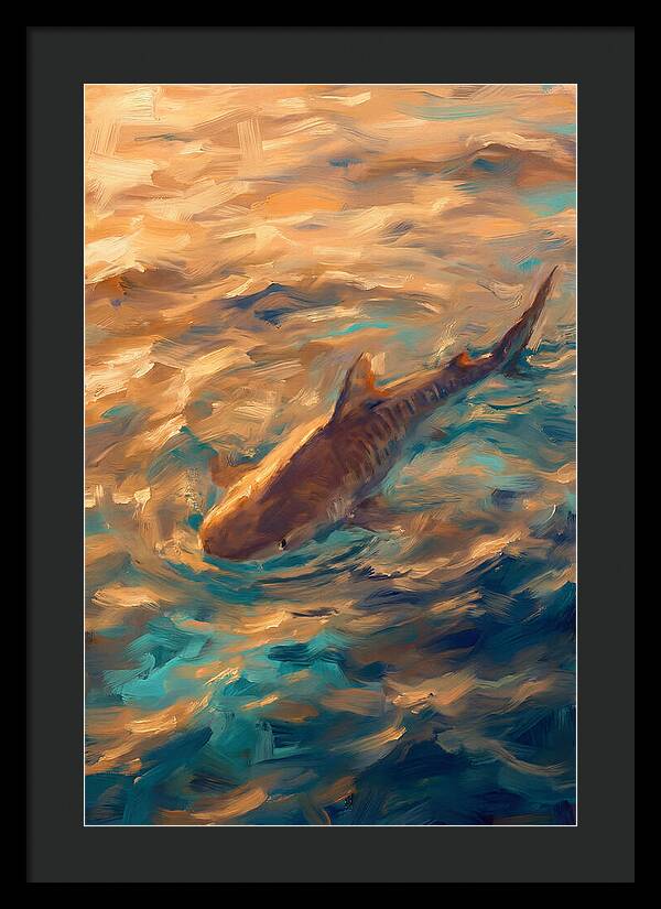 Tiger Shark Swimming In Waves