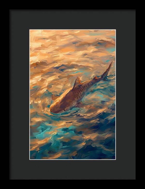 Tiger Shark Swimming In Waves
