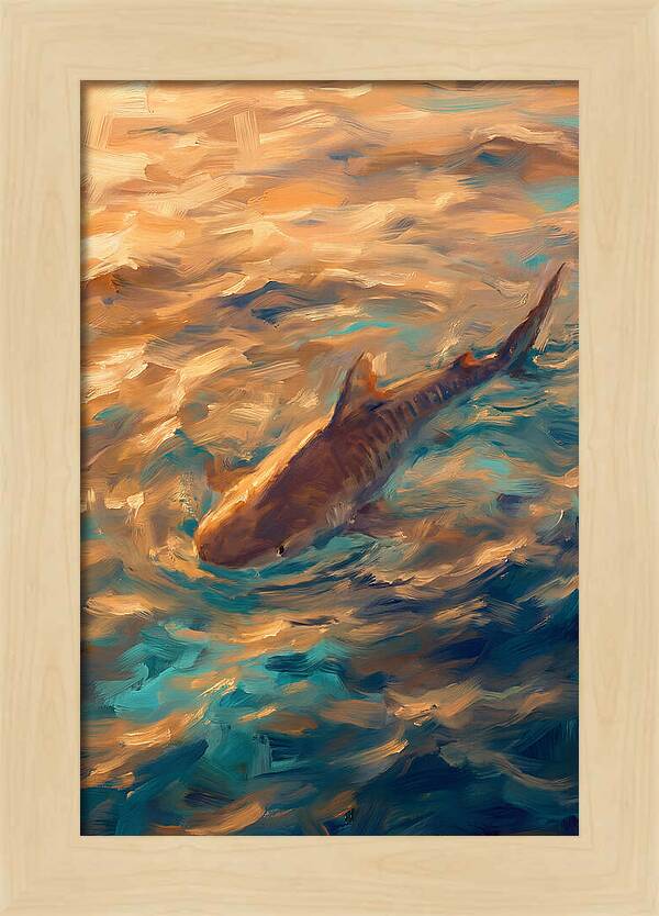 Tiger Shark Swimming In Waves