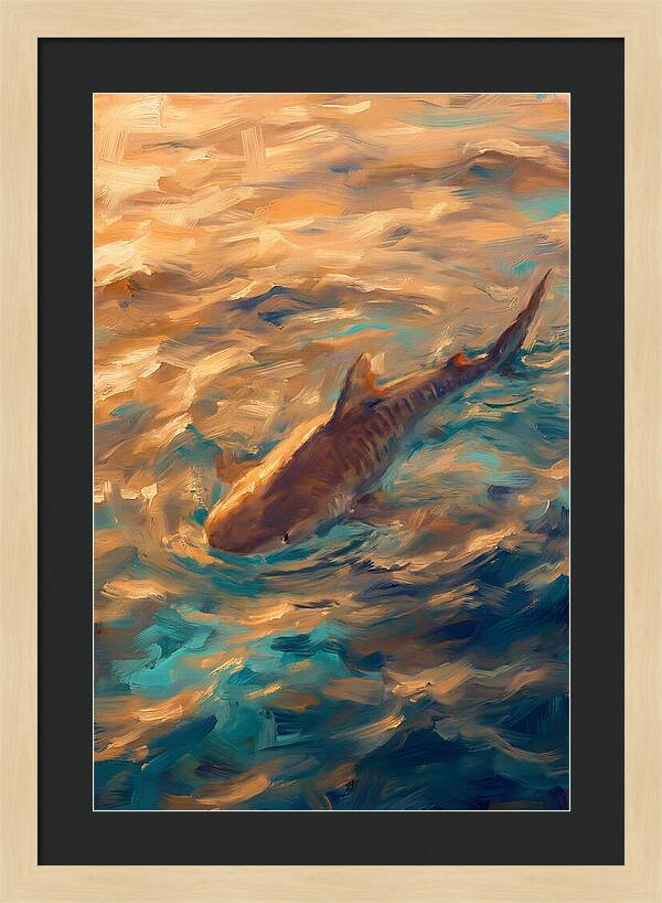 Tiger Shark Swimming In Waves