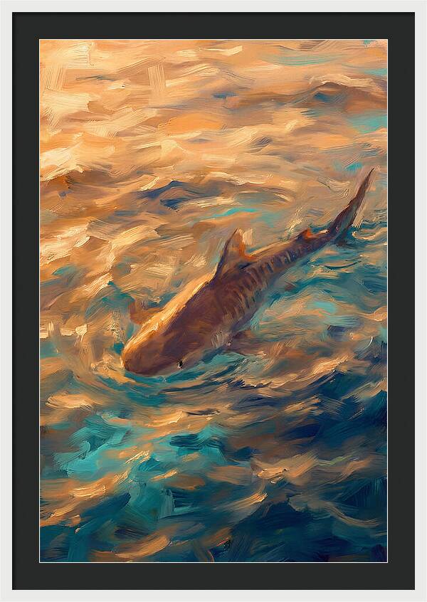 Tiger Shark Swimming In Waves