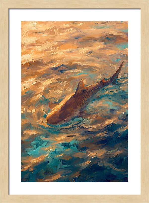 Tiger Shark Swimming In Waves