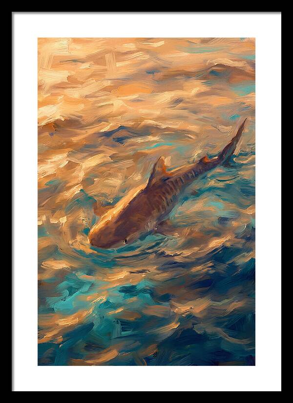 Tiger Shark Swimming In Waves
