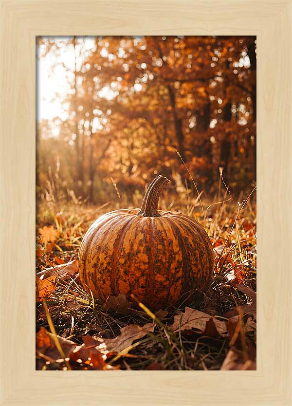 Tiger Striped Pumpkin In Autumn