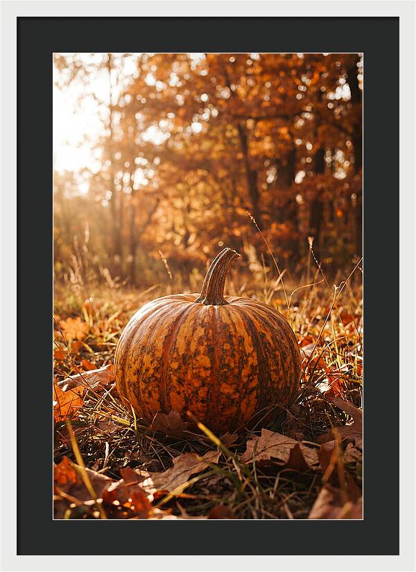 Tiger Striped Pumpkin In Autumn