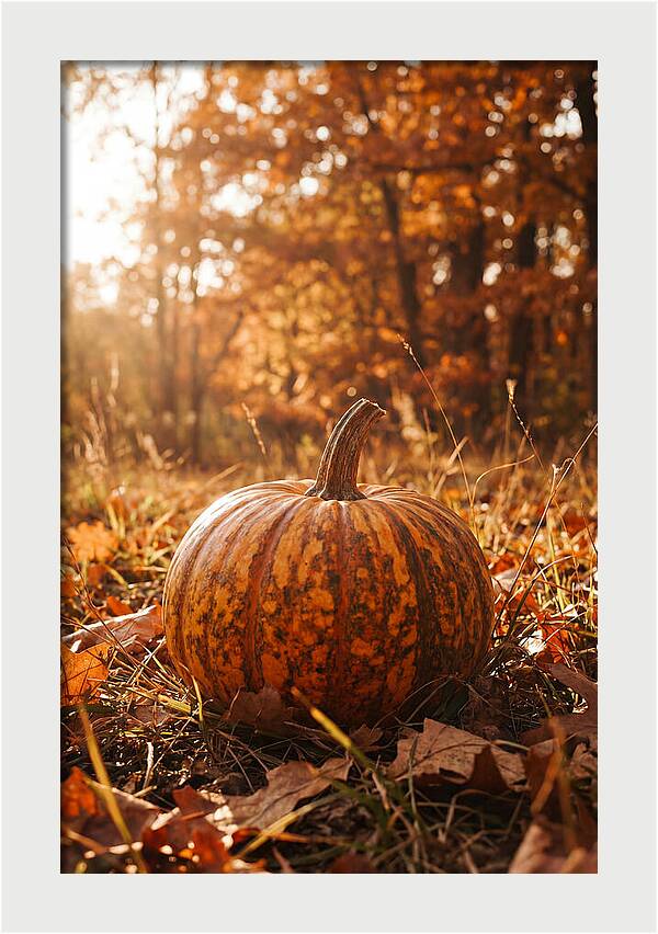 Tiger Striped Pumpkin In Autumn