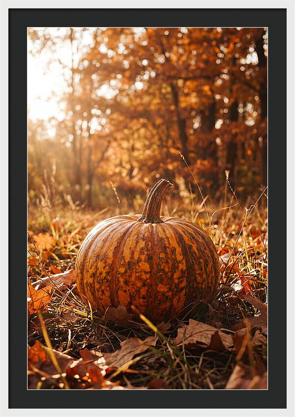 Tiger Striped Pumpkin In Autumn