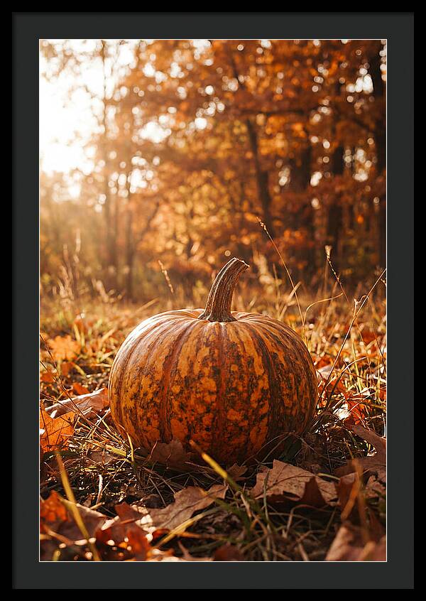 Tiger Striped Pumpkin In Autumn