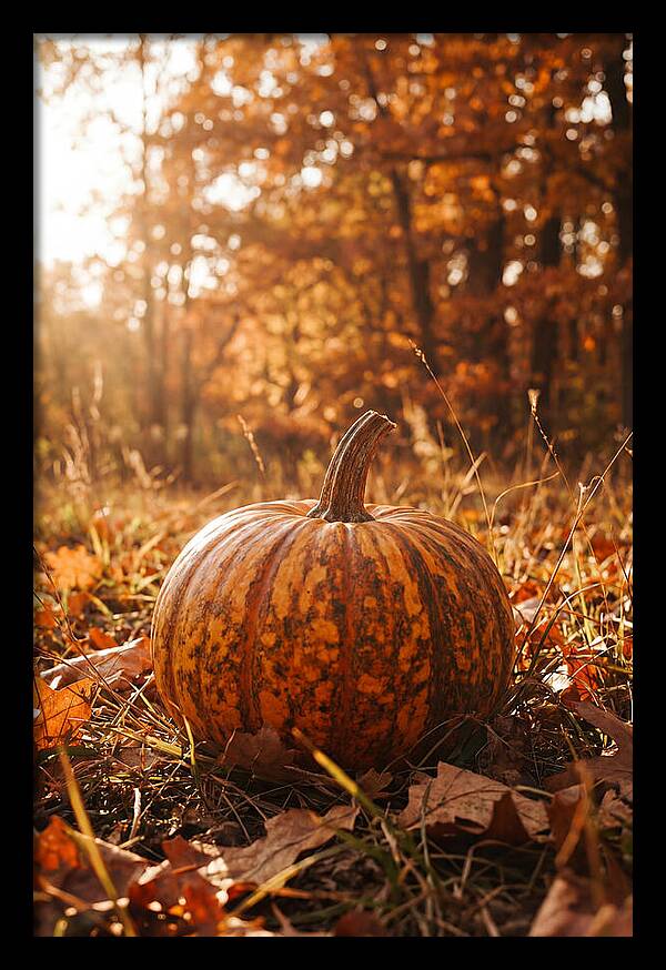 Tiger Striped Pumpkin In Autumn