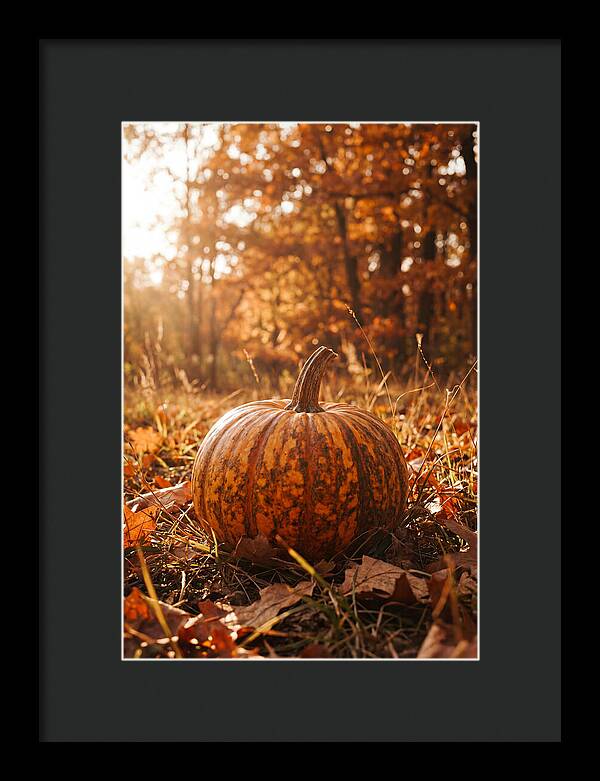 Tiger Striped Pumpkin In Autumn
