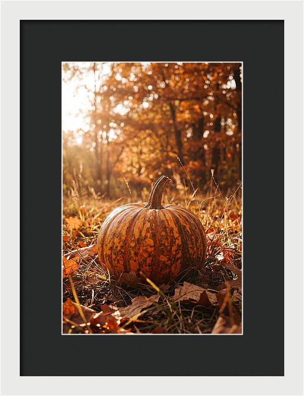 Tiger Striped Pumpkin In Autumn