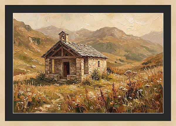 Tiny Stone Chapel In The Mountains