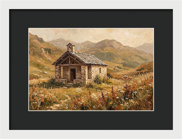 Tiny Stone Chapel In The Mountains