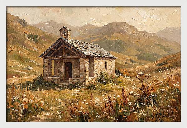 Tiny Stone Chapel In The Mountains