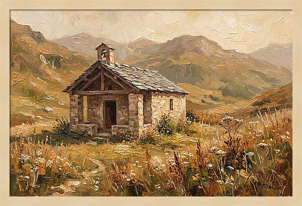 Tiny Stone Chapel In The Mountains
