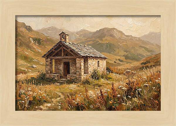 Tiny Stone Chapel In The Mountains