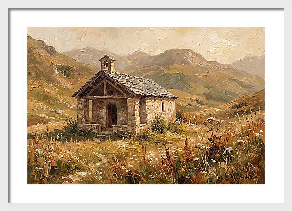 Tiny Stone Chapel In The Mountains