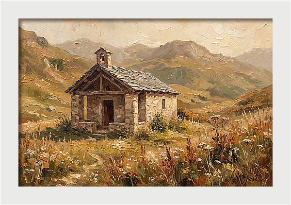 Tiny Stone Chapel In The Mountains