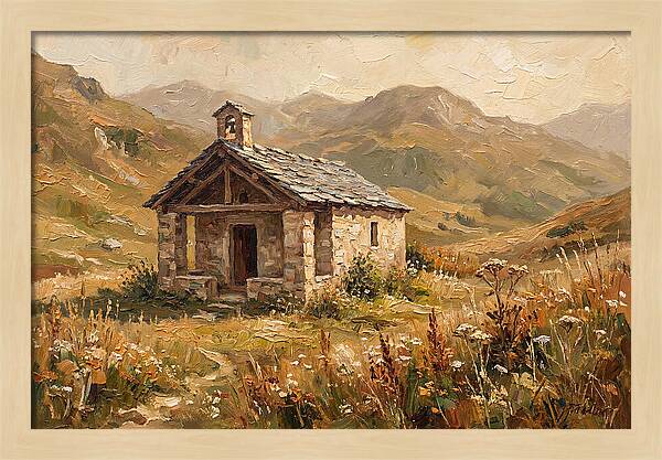 Tiny Stone Chapel In The Mountains