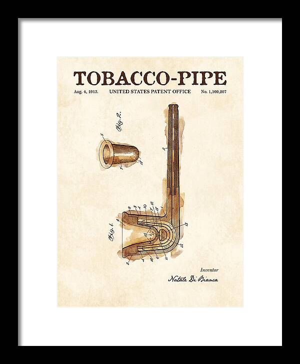 Tobacco Pipe Watercolor Patent Us1109207a