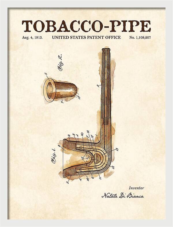 Tobacco Pipe Watercolor Patent Us1109207a