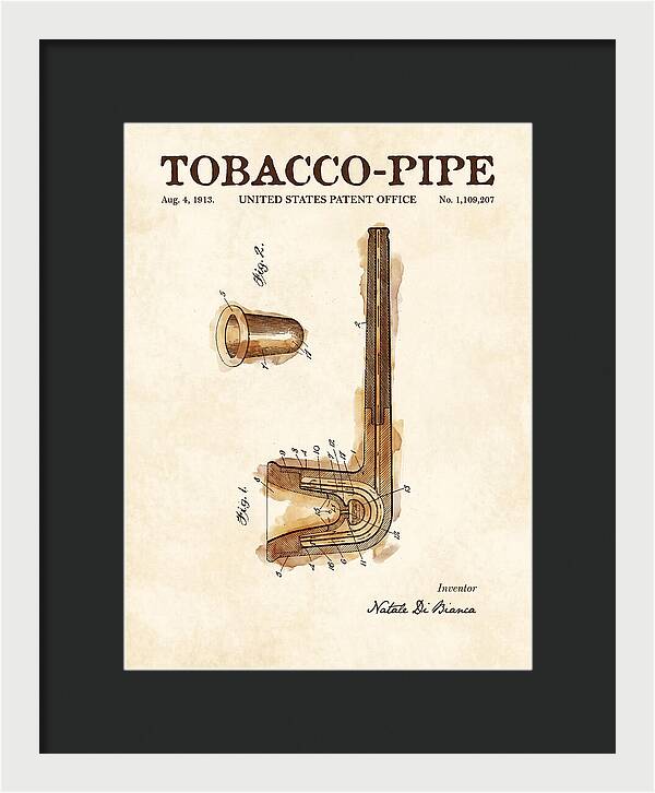 Tobacco Pipe Watercolor Patent Us1109207a