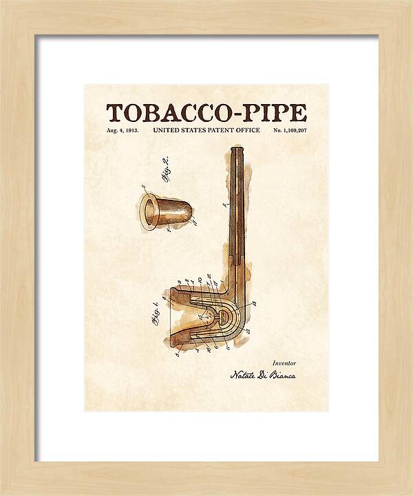Tobacco Pipe Watercolor Patent Us1109207a