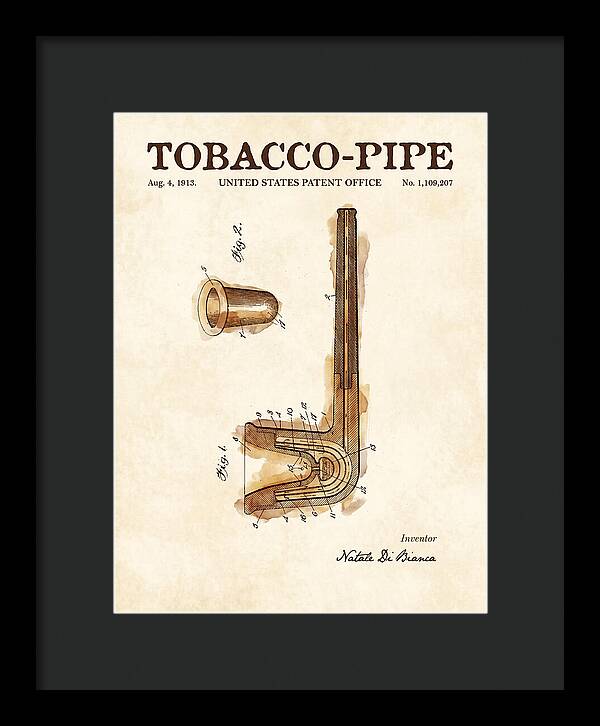 Tobacco Pipe Watercolor Patent Us1109207a