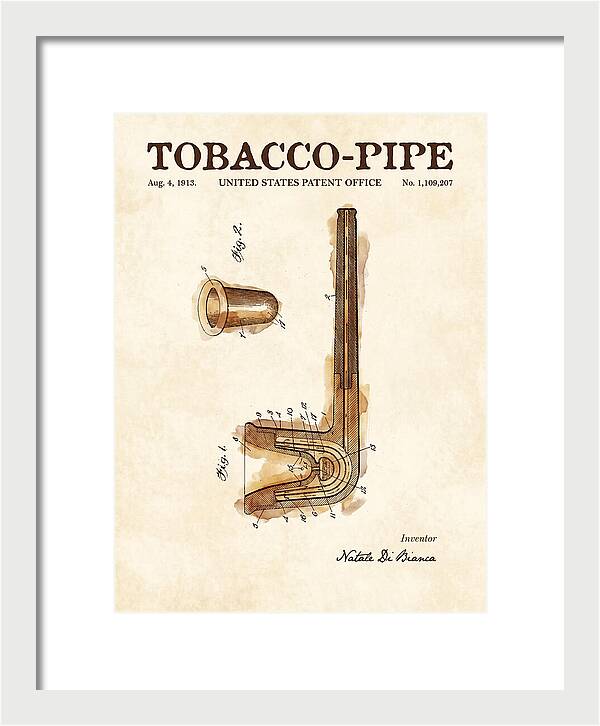Tobacco Pipe Watercolor Patent Us1109207a