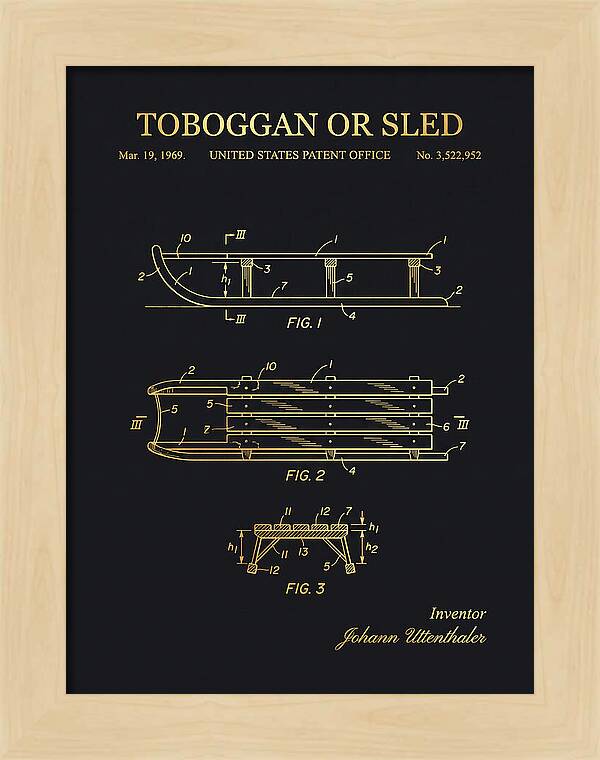 Toboggan Or Sled Gold Patent Us3522952a