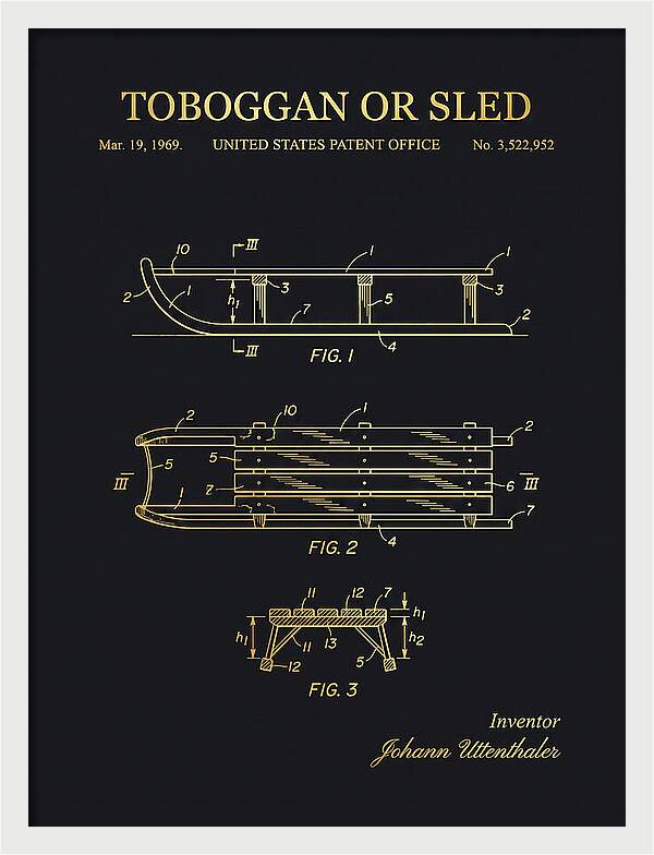 Toboggan Or Sled Gold Patent Us3522952a