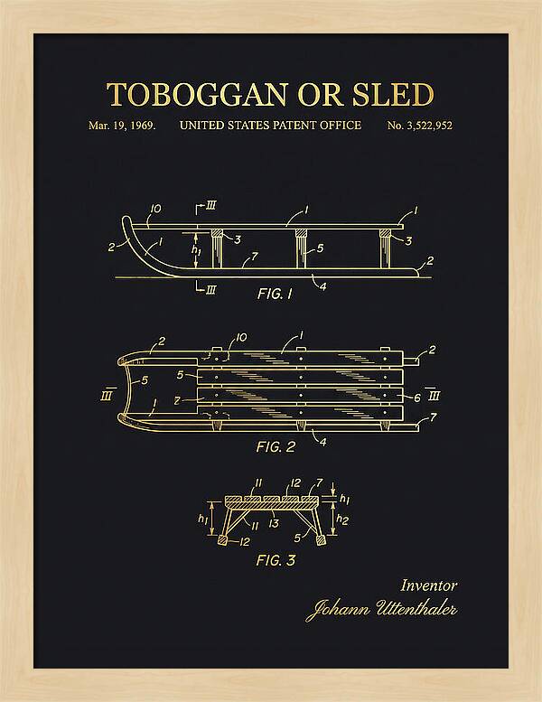 Toboggan Or Sled Gold Patent Us3522952a