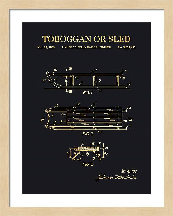 Toboggan Or Sled Gold Patent Us3522952a