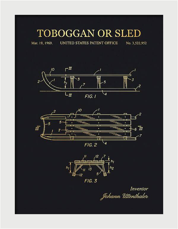 Toboggan Or Sled Gold Patent Us3522952a