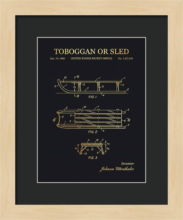 Toboggan Or Sled Gold Patent Us3522952a
