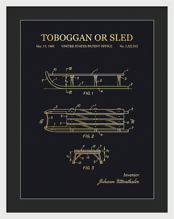 Toboggan Or Sled Gold Patent Us3522952a